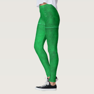 Leggings Cuir Vert Avec Sceau Chic Monogramme Personnalisé