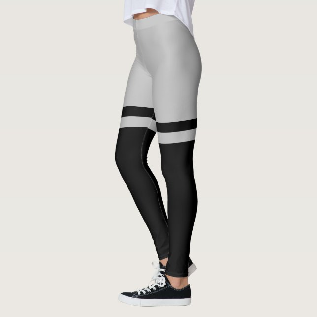 Leggings Cuisse noire et grise barrée au-dessus du genou (Gauche)