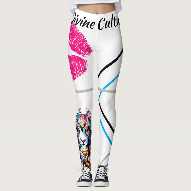 Leggings Culture Divine Grosse Chatte Baisers Belle Graphis (Devant)