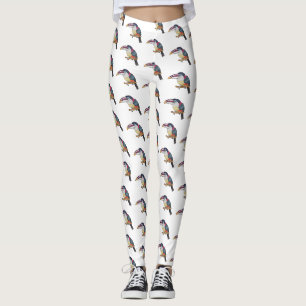Leggings Curl crested aracari bird cartoon