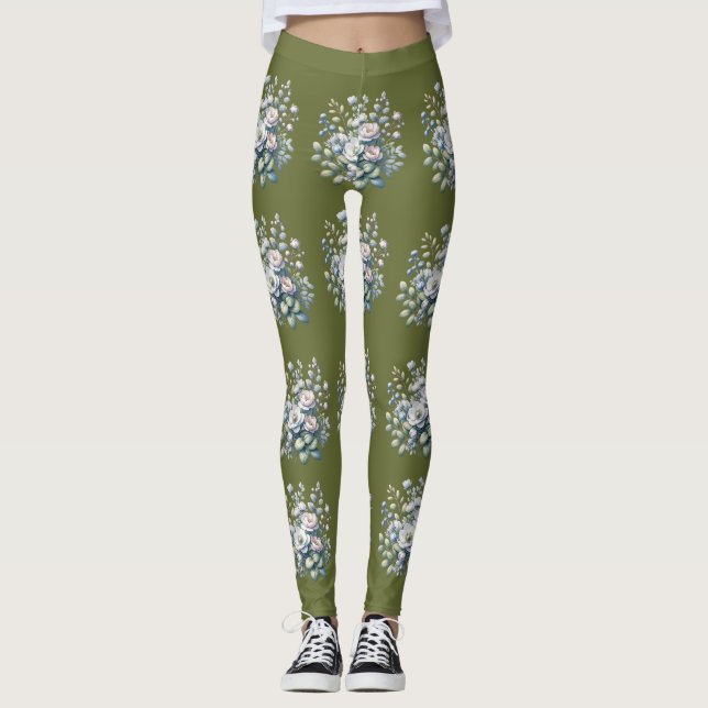 Leggings Custom flower design  (Devant)