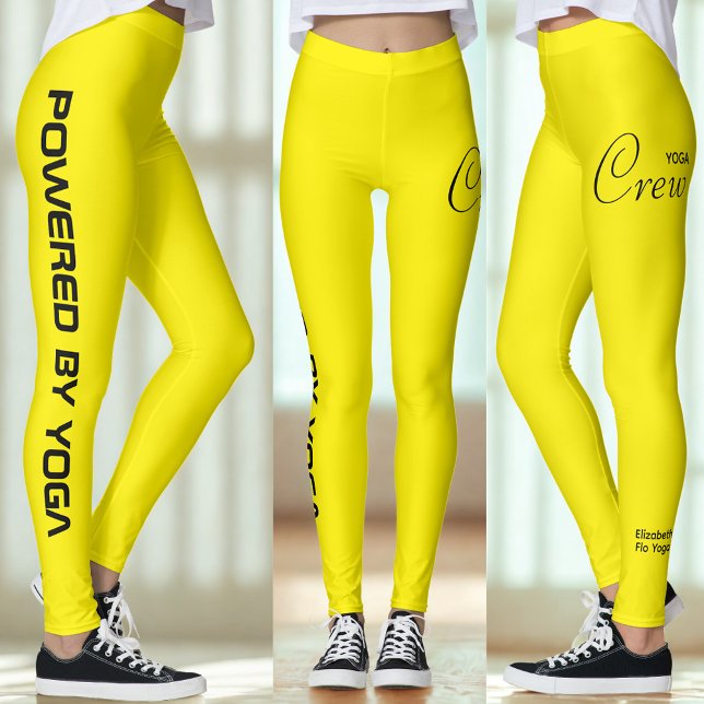 Leggings Custom Print Yoga Crew Bright Yellow (Yellow yoga leggings.)