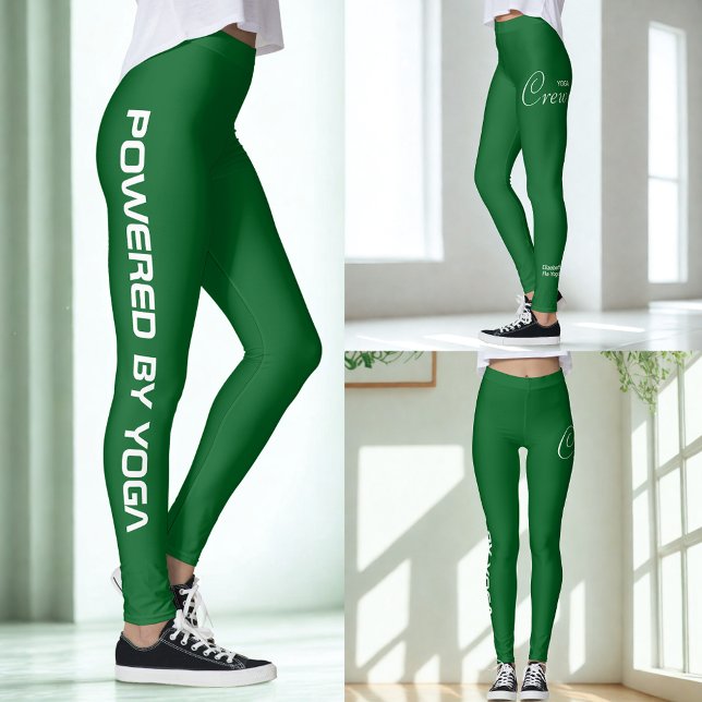 Leggings Custom Print Yoga Crew Forrest Green (Forest Green Yoga leggings. 3 views.)