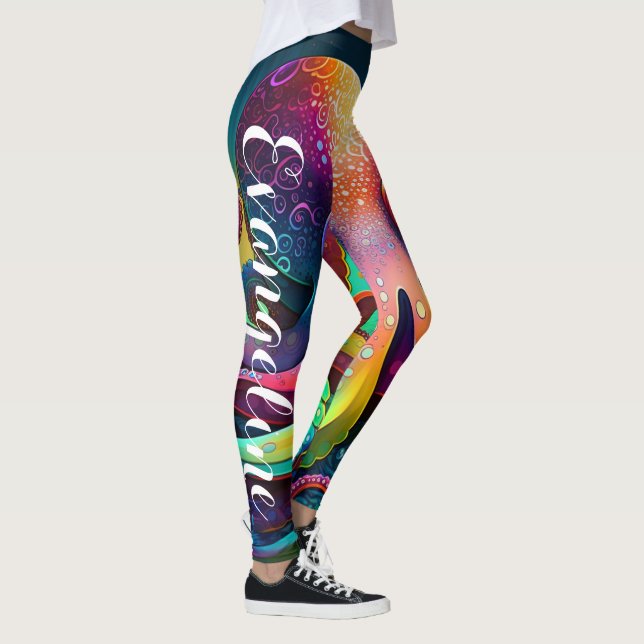 Leggings Customisez votre propre jambe de yoga avec pieuvre (Droite)