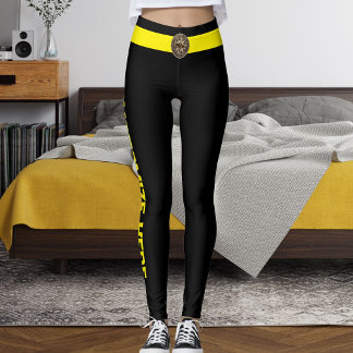 Leggings Customized Cat Pet Lover Black Yellow Custom Made