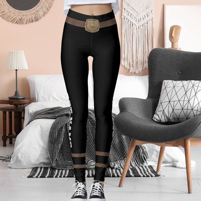 Leggings Customized Pet Lover Brown Belt Brass Buckle Black (Créateur téléchargé)