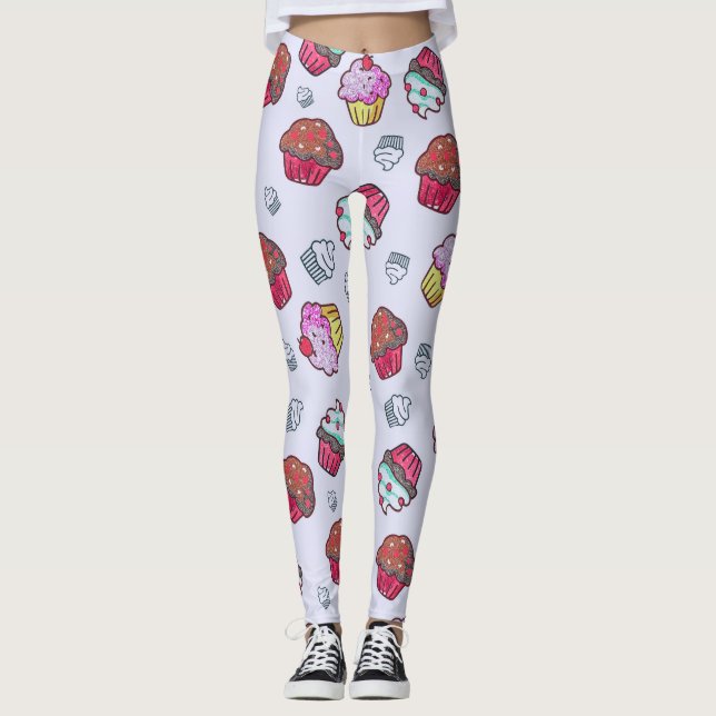 Leggings Cute Adorable Sweet Cupcakes Dessert Motif | (Devant)