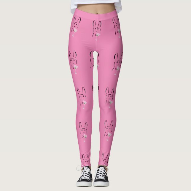 Leggings Cute Ascii lapin tenant martini Thunder_Cove (Devant)