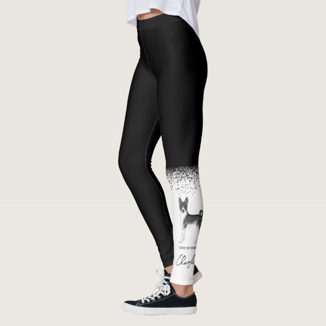 Leggings Cute Basenji Chien En Noir Et Blanc & Texte Person (Gauche)