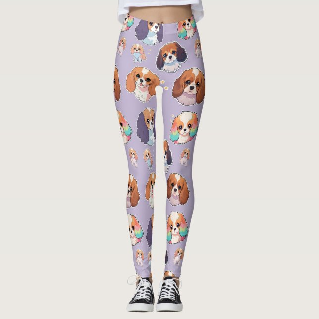 Leggings Cute Cavalier King Charles Pastel Motif (Devant)