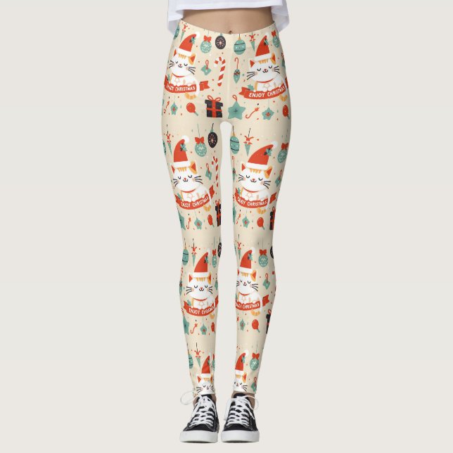 Leggings Cute chat Profitez de la saison de Noël (Devant)