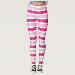 Leggings Cute Chic Classic Rose, Hot Rose & White Stripes