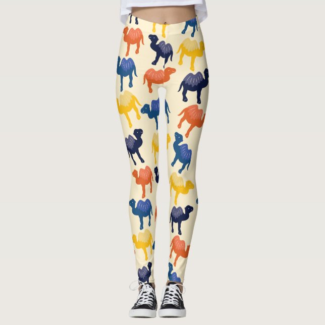 Leggings Cute Colorful Cartoon Camels (Devant)