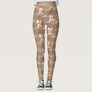 Leggings Cute Cow Meilleurs amis Hug Floral Art