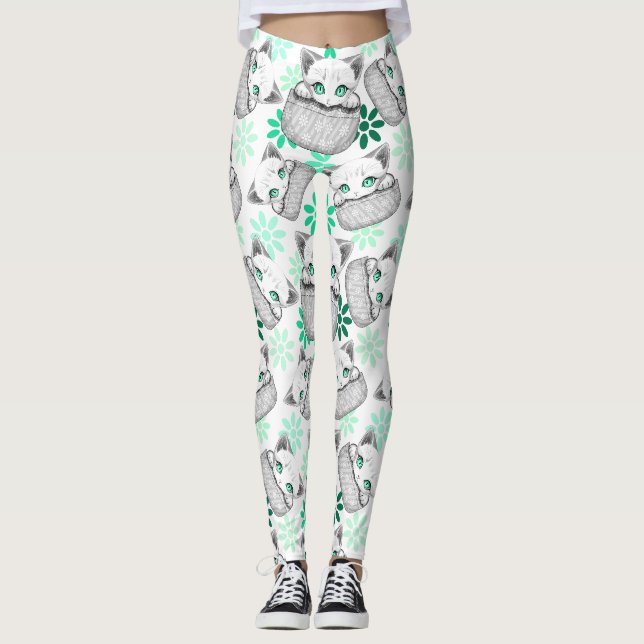 Leggings Cute de chat et pointe joueuse à partir d'une poch (Devant)