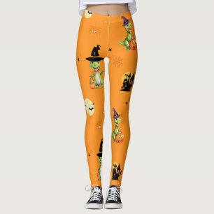 Leggings Cute Dinosaur jouer tour citrouille pour traiter h