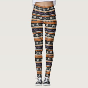 Leggings Cute, fine île/colorwork Halloween crâne et chauve
