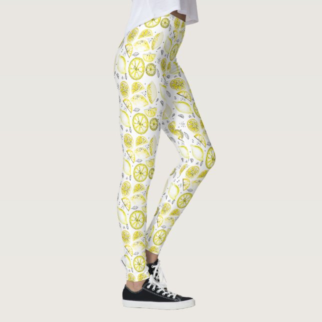 Leggings Cute Fraîche Citrus Citron D'Été Doodle Jaune (Droite)