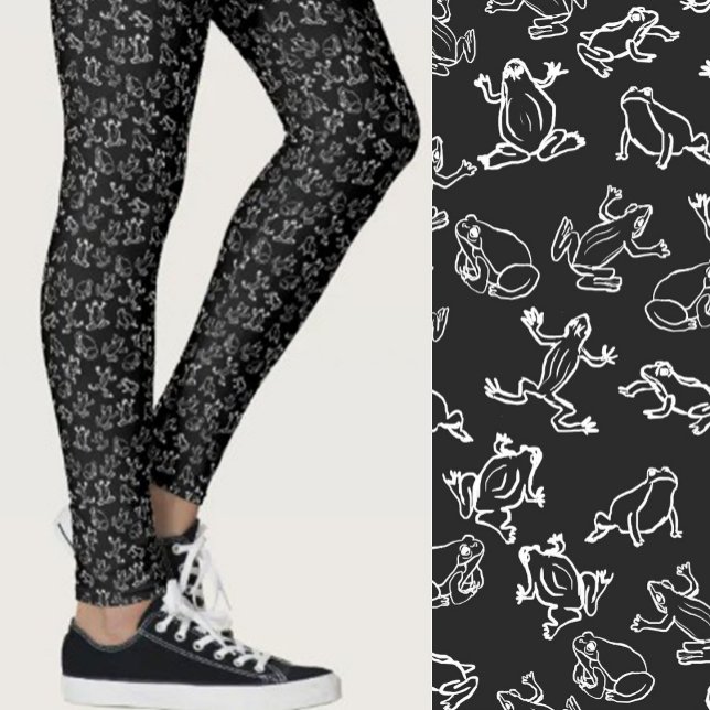 Leggings Cute Frogs Black and White Pattern (Créateur téléchargé)