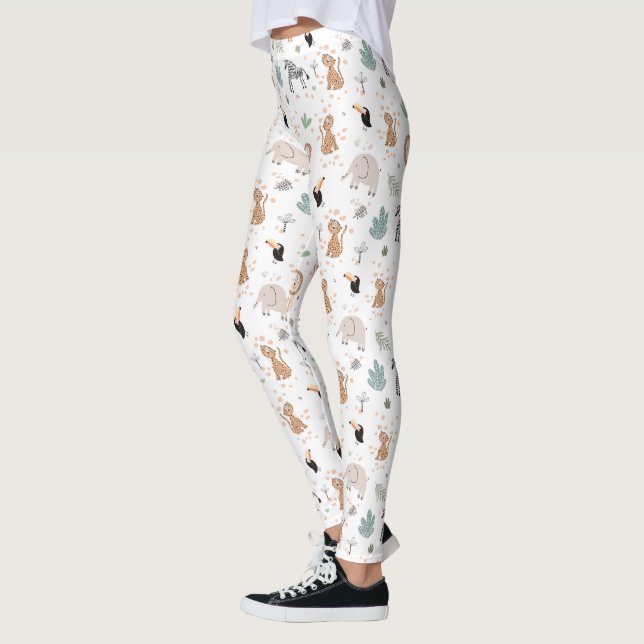 Leggings Cute Jungle Rainforest Animaux Motif (Gauche)