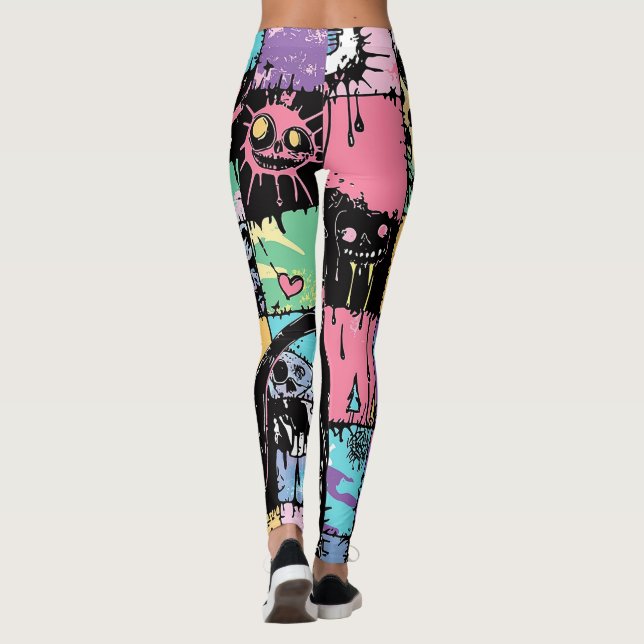 Leggings Cute Kawaii Pastel Goth Chat Déplaisant (Dos)