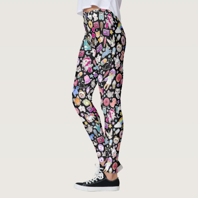 Leggings Cute Kittens et japonais Kawaii Decora Menhera (Gauche)