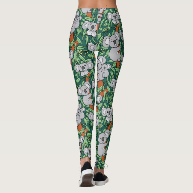 Leggings Cute Koala Motif Hunter Green (Dos)