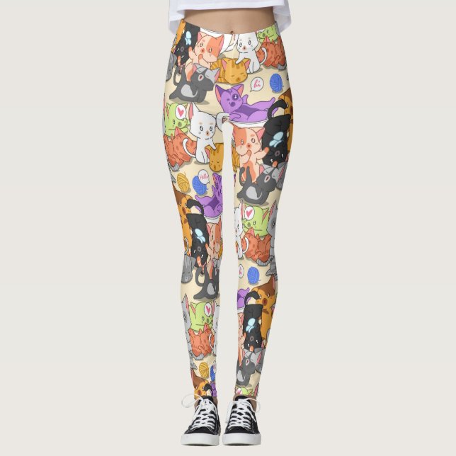 Leggings Cute Little Cats Motif (Devant)