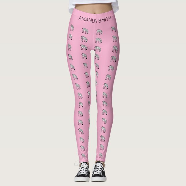 Leggings Cute Little Kenyan Zebra modèle Anniversaire rose (Devant)