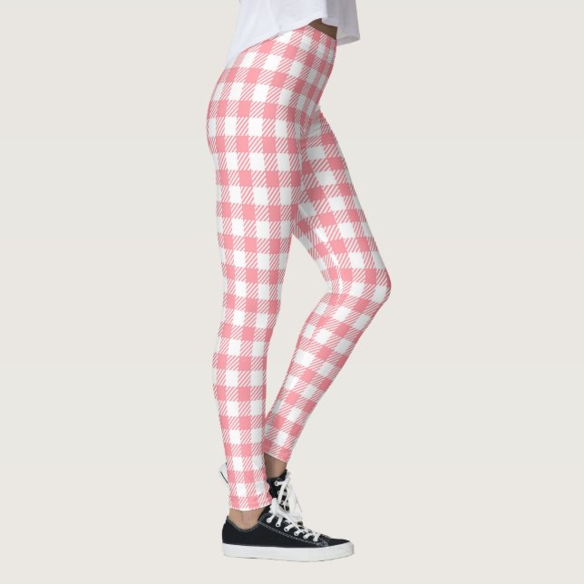 Leggings Cute Moderne Fille Rose Blanc En vichy Plaid (Droite)