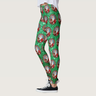 Leggings Cute Parties scintillant Père Noël Green Christmas