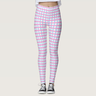 Leggings Cute Pastel Rose Bleu En vichy Chèque