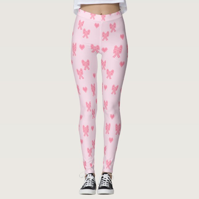 Leggings  Cute Pink Bows and Hearts Coque (Devant)