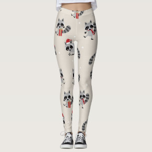 Leggings Cute Raccoon Motif de Noël