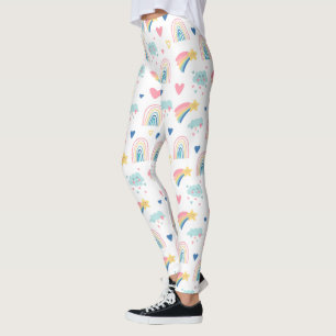Leggings Cute Rainbow Hearts & Clouds Motif