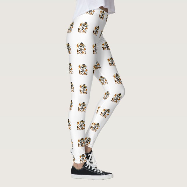 Leggings Cute Spooky Skeleton Goat with Top Hat  (Droite)
