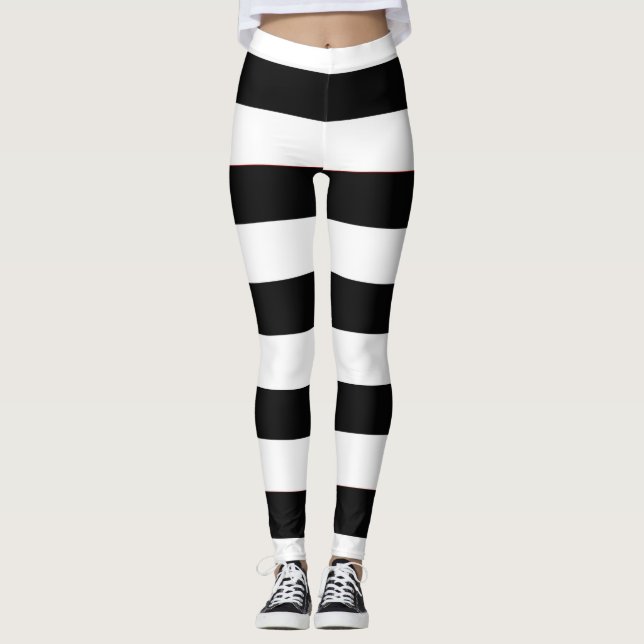 Leggings Cute tendance noir et blanc rayures femmes (Devant)