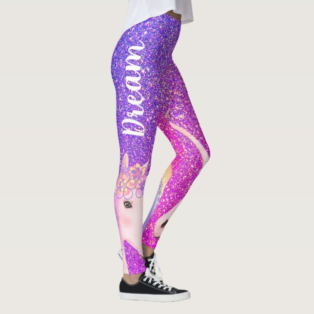 Leggings Cute Unicorn violet rose Parties scintillant Dream (Droite)