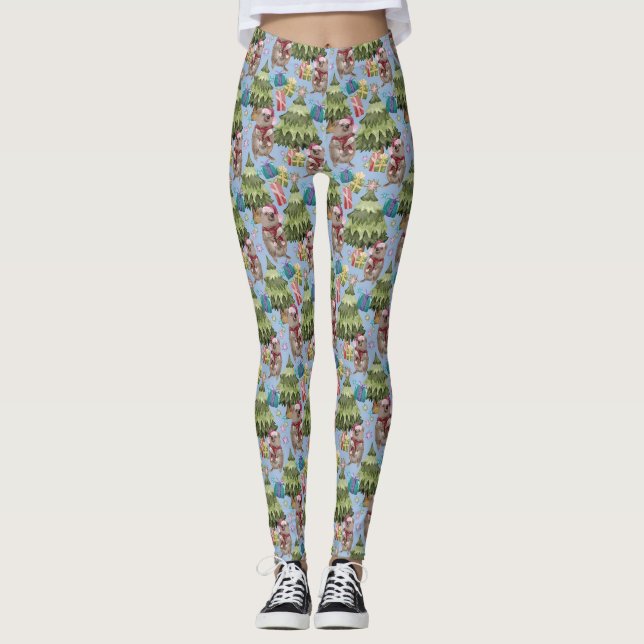 Leggings Cute Vintage Christmas Quokka (Devant)