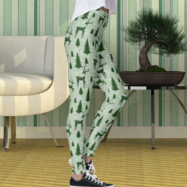Leggings Cute Winter Christmas Reindeer Snowflakes Pattern (Créateur téléchargé)