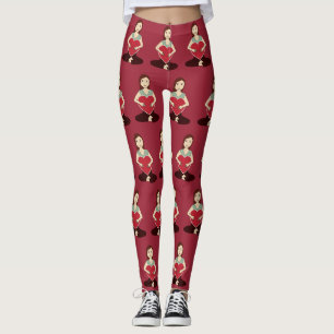 Leggings Cute Yoga Girl tenant coeur rouge motif