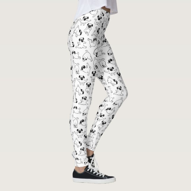 Leggings cute yoga pet dog pattern white background (Droite)