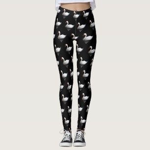 Leggings Cygne blanc sur noir