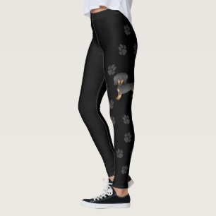 Leggings Dachshund à poils courts noir et feu, chien mignon