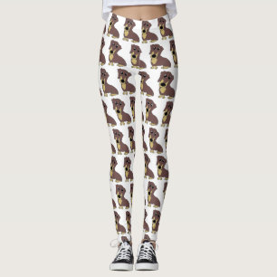 Leggings dachshund chocolat et marron dessin animé