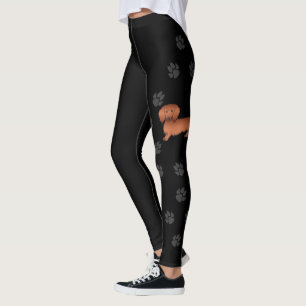 Leggings Dachshund de dessin animé mignon aux longs cheveux