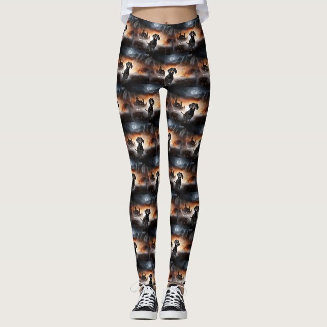Leggings Dachshund Halloween effroi (Devant)