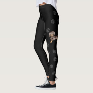 Leggings Dachshund poil court Chocolat & Tacheté Brun et Pa