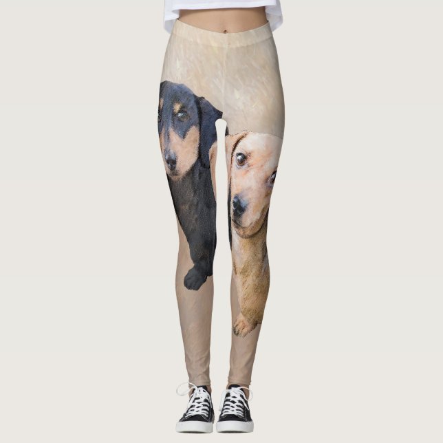 Leggings Dachshund (Smooth) Peinture - Art Chien original (Devant)
