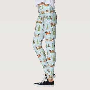 Leggings Dachshunds festifs dans le Motif de neige